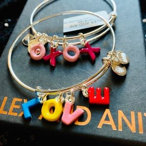 Alex and ani love &xoxo in letters set
